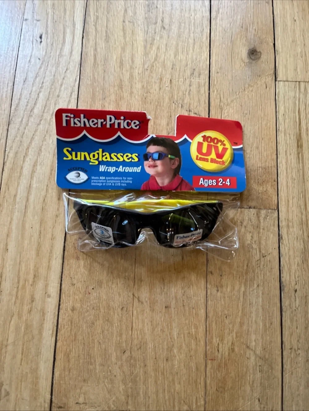 Vintage 1994 NIP fisher price Sunglasses age 2-4 toddler black wrap around style